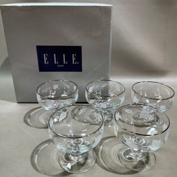 ELLE PARIS,銀緣玻璃高腳冰淇淋杯,高腳杯,水晶杯