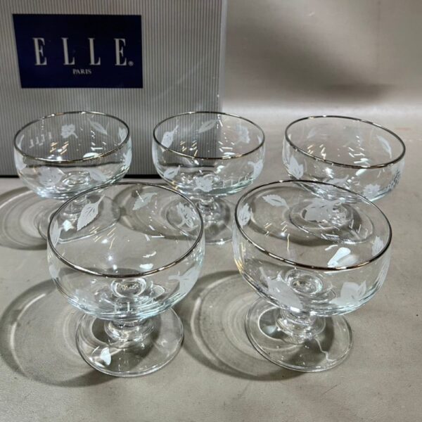 ELLE PARIS,銀緣玻璃高腳冰淇淋杯,高腳杯,水晶杯